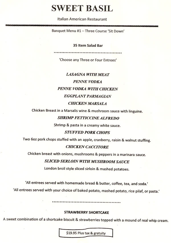Sweet Basil Banquet Menu 4