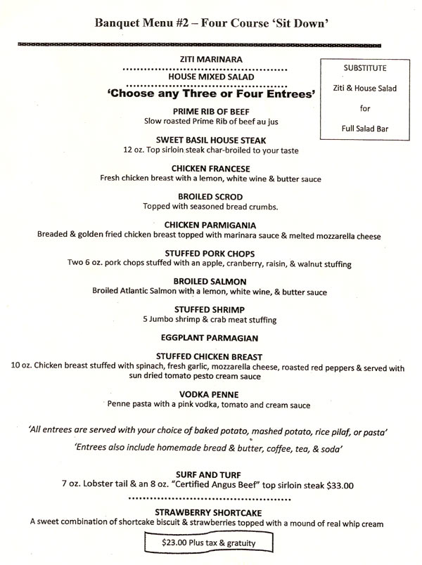 Sweet Basil Banquet Menu 5
