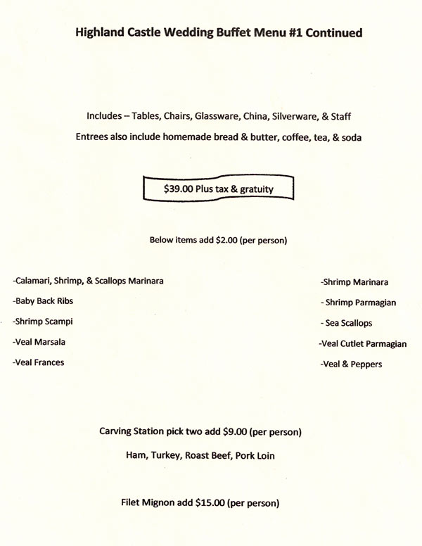 Sweet Basil Wedding Banquet Menu 2