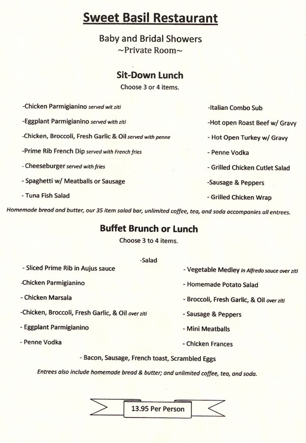 Sweet Basil Wedding Banquet Menu 1