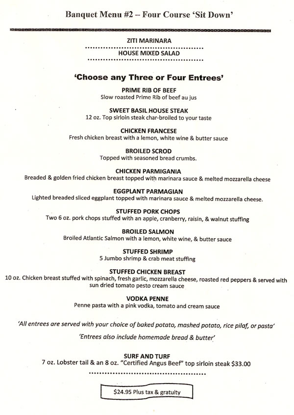 Wedding 4 Course Sit Down Menu