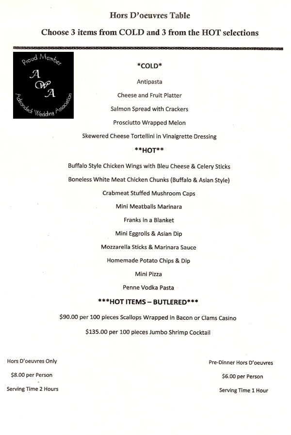 Wedding Buffet Menu Pg 1