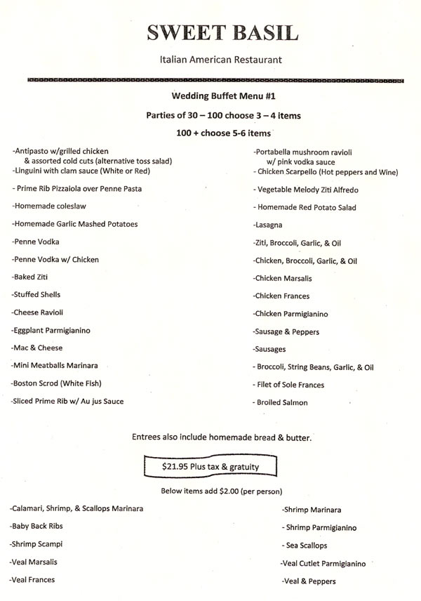 Wedding Menu Page 3