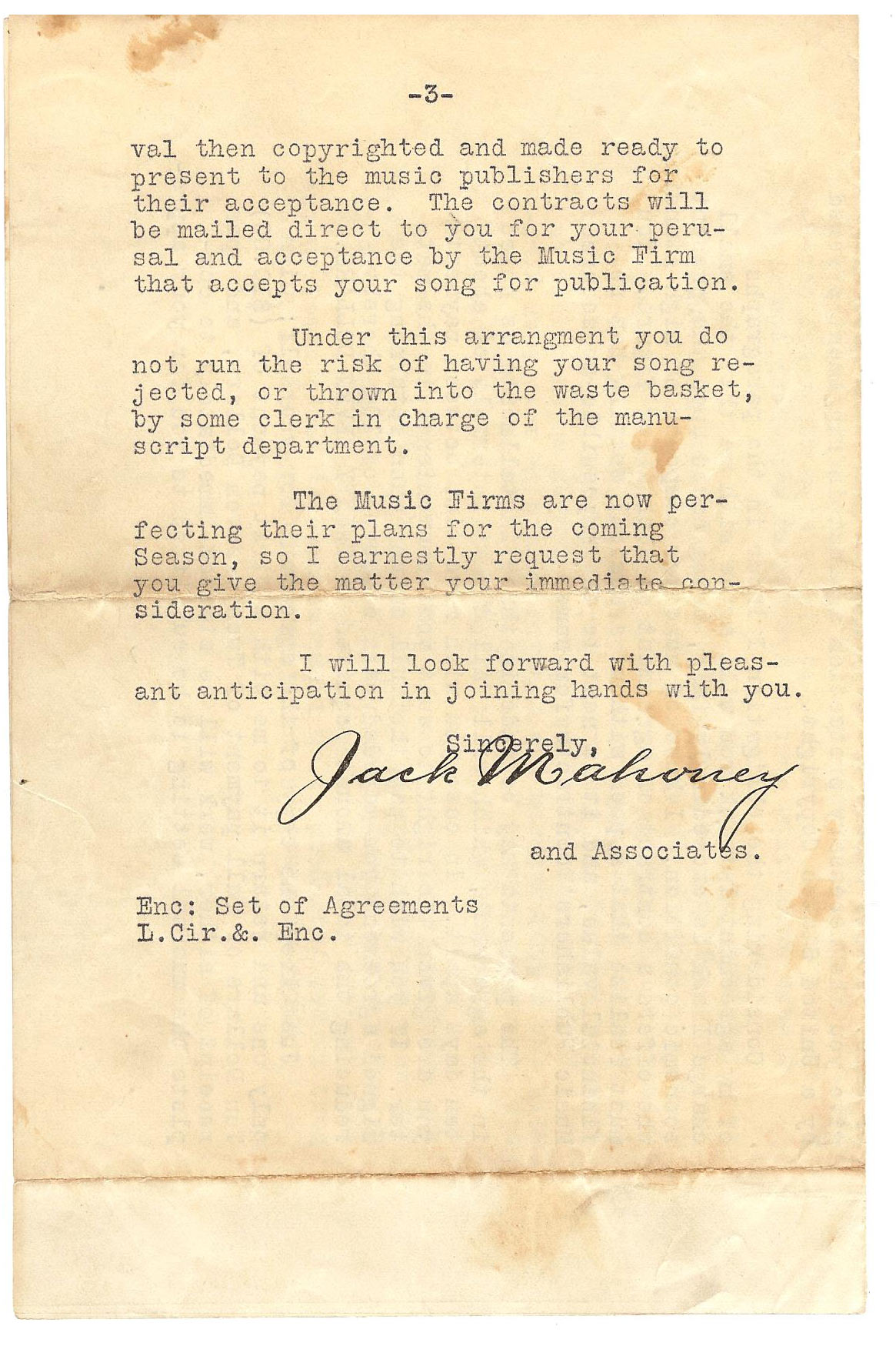 Image of Jack Mahoney Contract for Blue Moon Song pg 3