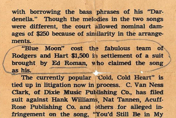 Sunday Mirror Magazine Clipping from 1952 article on copyright settlements