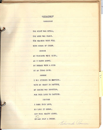 A typewritten poem with a reference to the moon