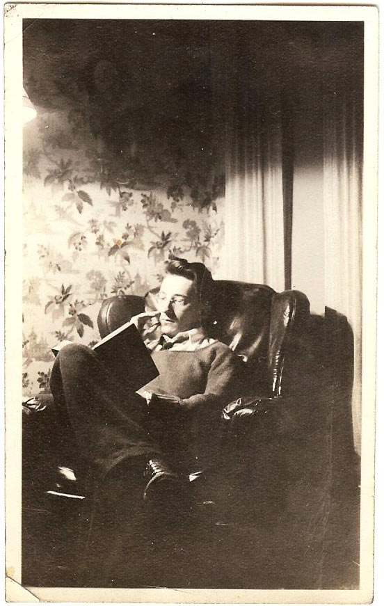Ed writing in his poetry book (1934)